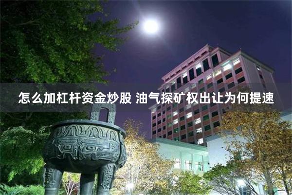 怎么加杠杆资金炒股 油气探矿权出让为何提速