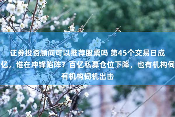 证券投资顾问可以推荐股票吗 第45个交易日成交破万亿，谁在冲锋陷阵？百亿私募仓位下降，也有机构伺机出击