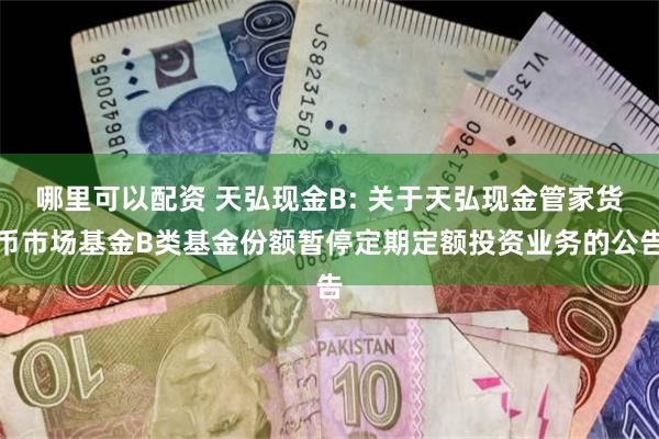 哪里可以配资 天弘现金B: 关于天弘现金管家货币市场基金B类基金份额暂停定期定额投资业务的公告