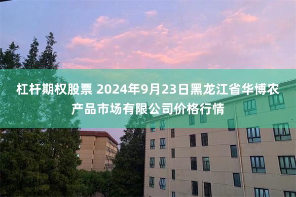 杠杆期权股票 2024年9月23日黑龙江省华博农产品市场有限公司价格行情