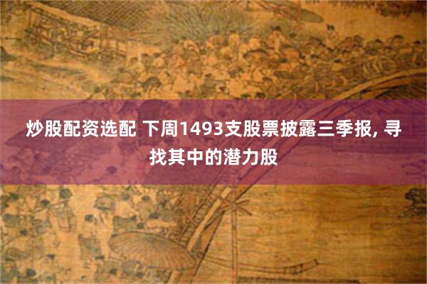 炒股配资选配 下周1493支股票披露三季报, 寻找其中的潜力股