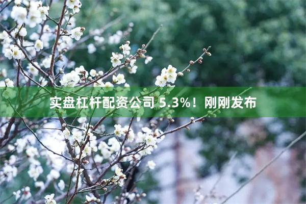 实盘杠杆配资公司 5.3%！刚刚发布