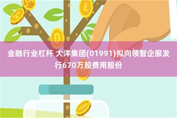 金融行业杠杆 大洋集团(01991)拟向领智企服发行670万股费用股份