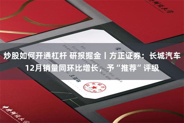 炒股如何开通杠杆 研报掘金丨方正证券：长城汽车12月销量同环比增长，予“推荐”评级